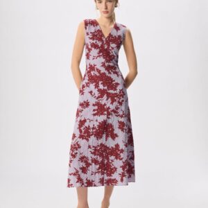 Purple Floral V Neck Textured Dress Purple Floral V Neck Textured Dress