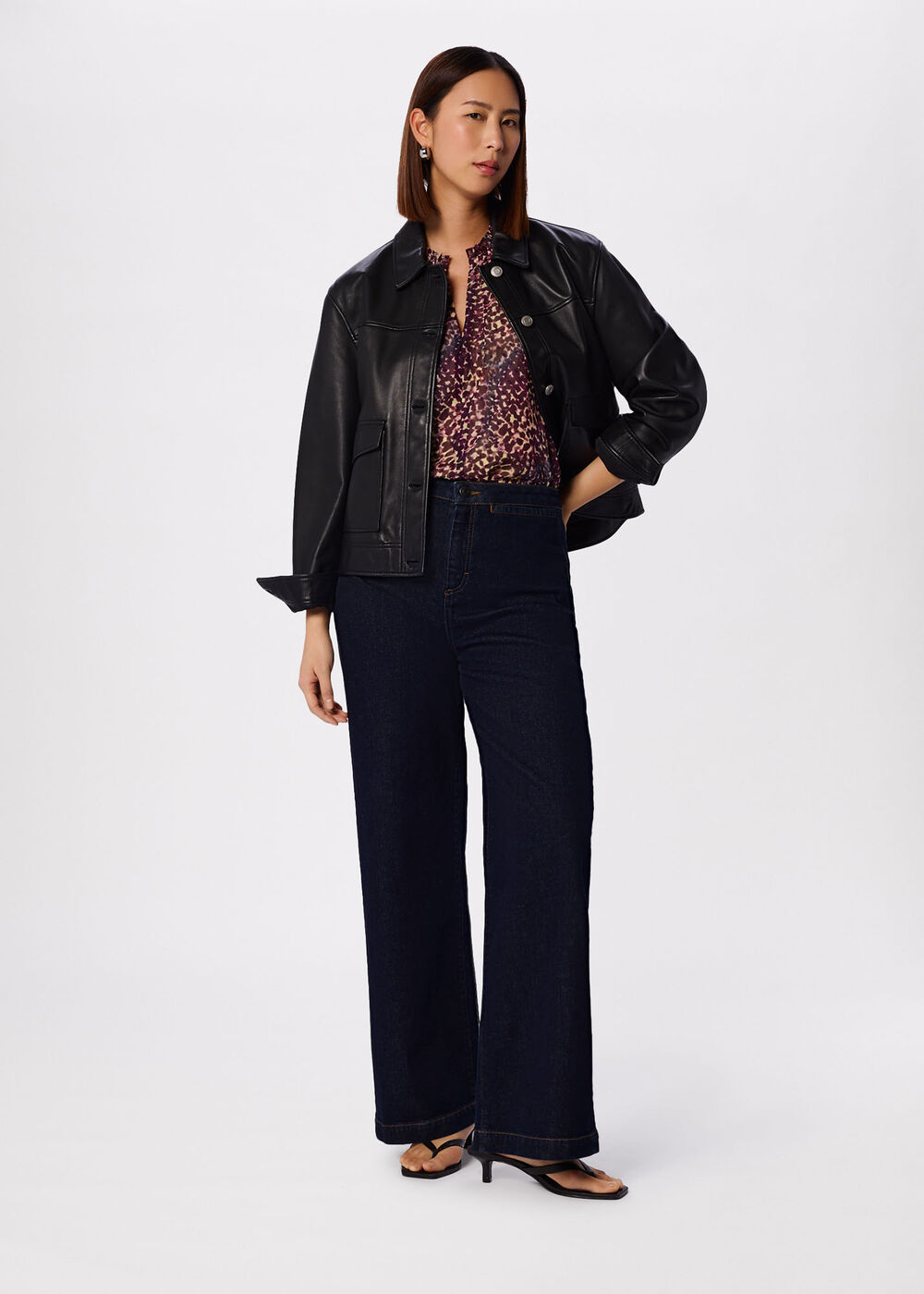 Purple Orchid Print Dobby Top - Image 2