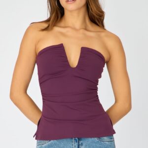 Purple Plunge Neckline Bandeau Top