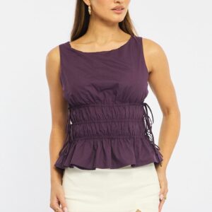 Ally Fashion Purple Sleeveless Boat Neck Top Purple Sleeveless Boat Neck Top