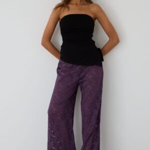 Ally Fashion Purple Wide Leg Pants Lace Purple Wide Leg Pants Lace