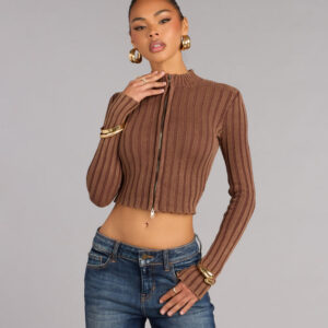 Windsor Quietly Cool Double Zip Ribbed Sweater Quietly Cool Double Zip Ribbed Sweater