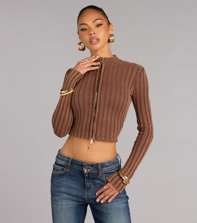 Windsor Quietly Cool Double Zip Ribbed Sweater