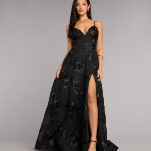 Quinn Soutache A-Line Slit Formal Dress