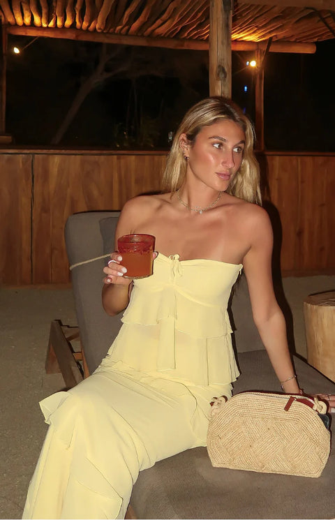 BB Exclusive Raleigh Yellow Ruffle Strapless Top