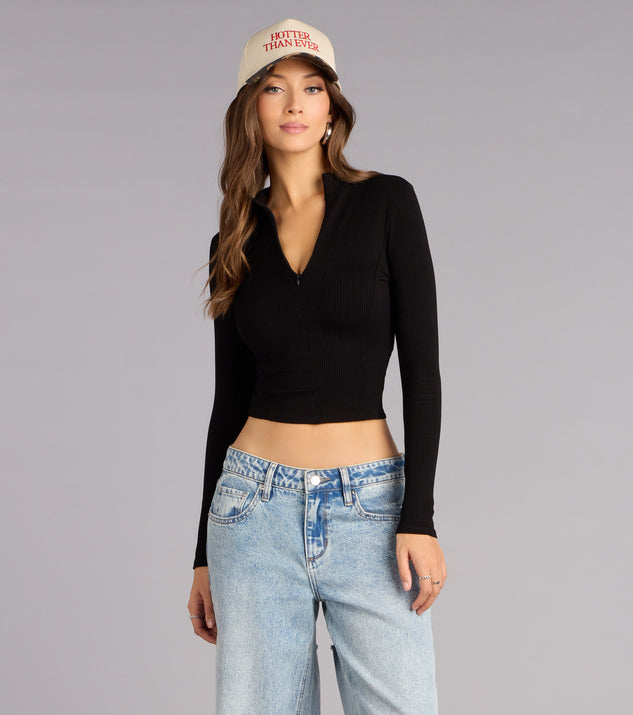 Windsor Ready To Move Mock Neck Zip Crop Top