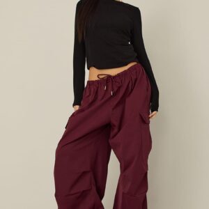 Ally Fashion Red Cargo Pants Elasticated Waist Red Cargo Pants Elasticated Waist