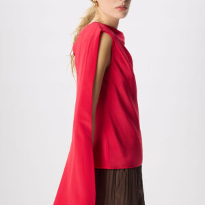 Red Cowl Neck Silk Drape Top