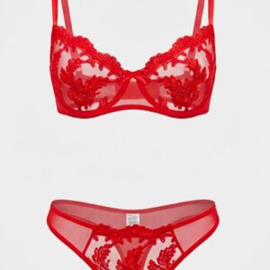 Red Embroidery Lingerie Set