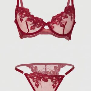 Ally Fashion Red Embroidery Lingerie Set Red Embroidery Lingerie Set