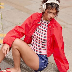 PrettyLittleThing RED Gather Neck Windbreaker