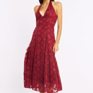 Ally Fashion Red Halter Neck Midi Dress Red Halter Neck Midi Dress