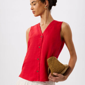 Red Laura Linen Tank