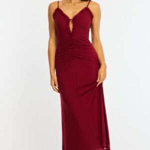 Ally Fashion Red Maxi Dress Cut Out Detail Mesh Red Maxi Dress Cut Out Detail Mesh