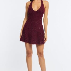 Red Mini Dress V-neck