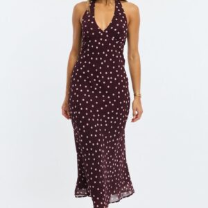 Ally Fashion Red Polka Dot Midi Dress Halter Neck Red Polka Dot Midi Dress Halter Neck
