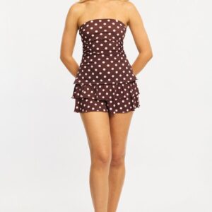 Red Polka Dot Skinny Fit Skater Skirt