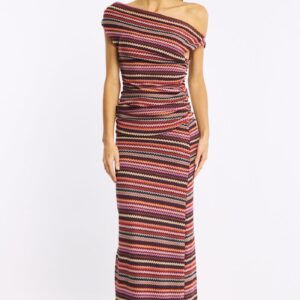 Ally Fashion Red Stripe Bodycon Dress Off Shoulder Red Stripe Bodycon Dress Off Shoulder