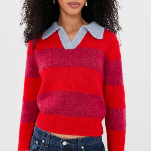 Red Stripe Parker Polo Sweater