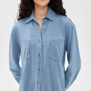 Z Supply Reese Jersey Denim Button Up