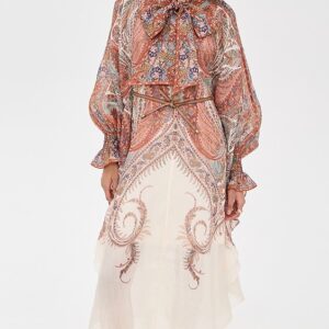 Zimmermann Rhiannon Tie Neck Midi Dress