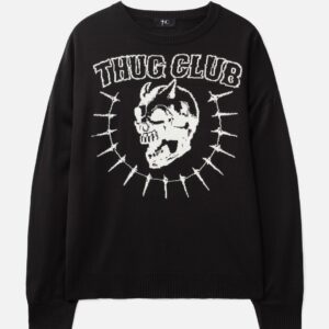 THUG CLUB Riding Skull Knit Sweater