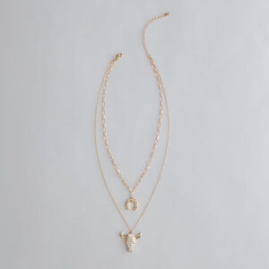 Rodeo Glow Skull And Horseshoe Necklace