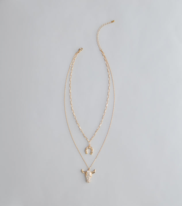 Windsor Rodeo Glow Skull And Horseshoe Necklace