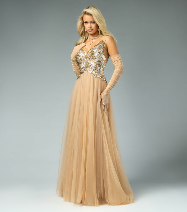 Windsor Rona Sequin Applique Butterfly A-Line Ball Gown