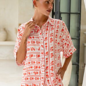 Heychic Rosaia Red Boho Floral Shirt Rosaia Red Boho Floral Shirt