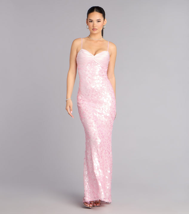 Windsor Rosalie Formal Satin Sequin Mermaid Dress