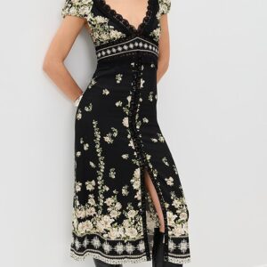 alice + olivia Rose Lace Detail Midi Dress