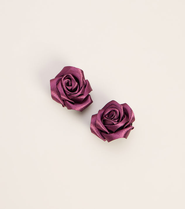 Windsor Rose Revival Satin Floral Statement Stud Earrings