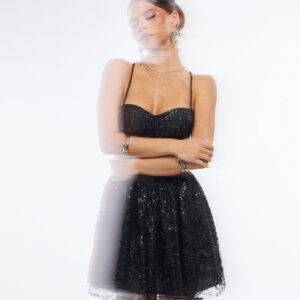 Windsor Roselyn Glitter Corset A-Line Mini Dress Roselyn Glitter Corset A-Line Mini Dress