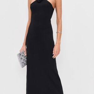 endless rose Rosette Knit Midi Dress