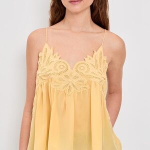 Ulla Johnson Rosie Lace Applique Silk Tank Top