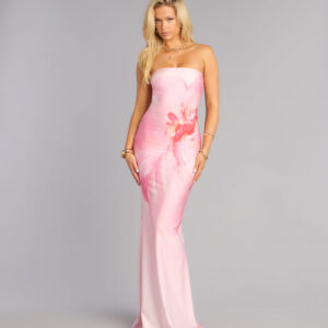 Roxanna Floral Print Strapless Mermaid Dress