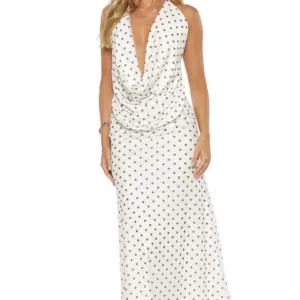 BB Exclusive Rozie White Polka Dot Mesh Top