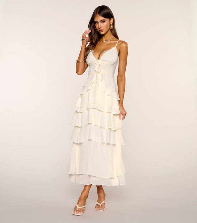 Windsor RSVP Ruffle Chiffon Maxi Dress