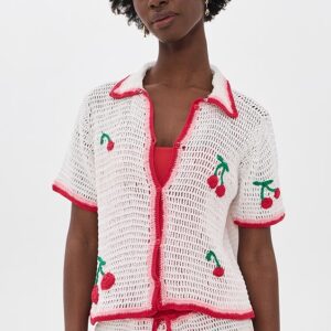 Leslie Amon Ruby Crochet Shirt