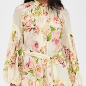 Ruffle Mini Dress with Tie Up Belt