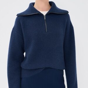 The Elder Statesman Runyon Ribbed Cashmere Half Zip Runyon Ribbed Cashmere Half Zip