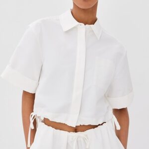 SIMKHAI Ryett Cropped Button Down Shirt