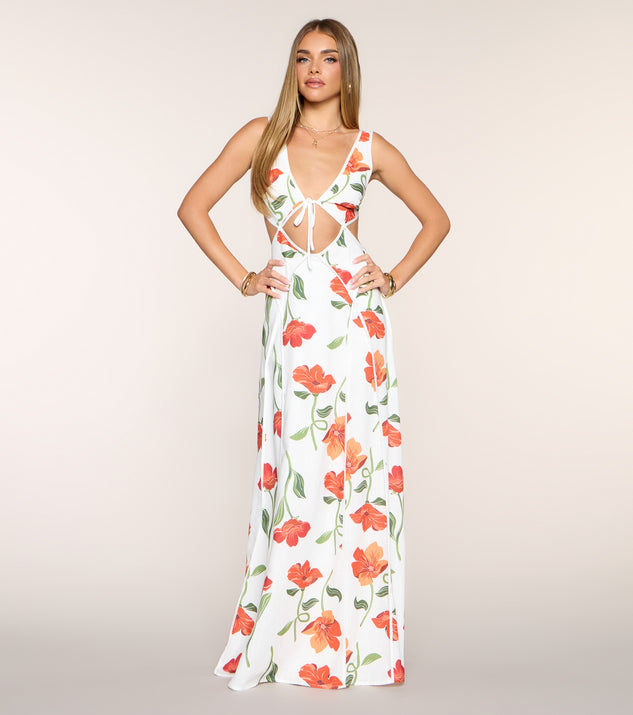 Windsor Rylan Floral Linen Cutout A-Line Dress