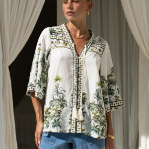 Sabina Green Tropical Shirt