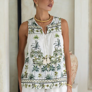 Sabina Green Tropical Top