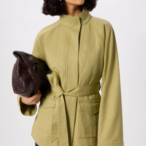 Sage Green Belted Cotton Safari Jacket