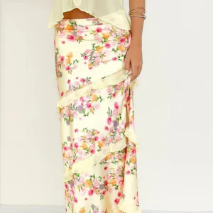 BB Exclusive Saldana Yellow Bloom Maxi Skirt
