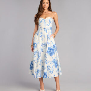 Windsor Sandra Floral A-Line Midi Formal Dress Sandra Floral A-Line Midi Formal Dress