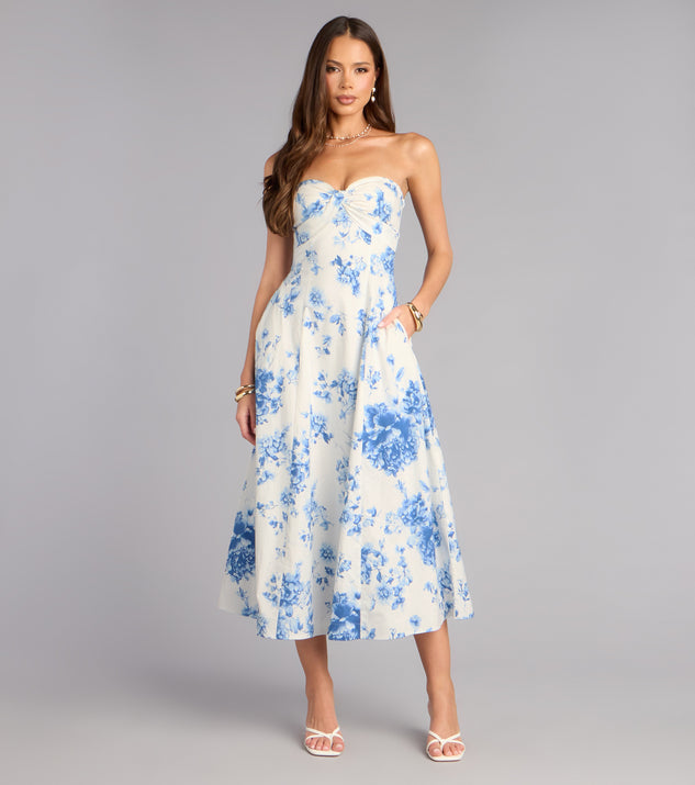 Windsor Sandra Floral A-Line Midi Formal Dress